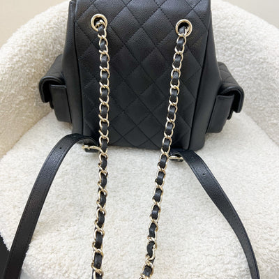 Chanel 23K Triple Pocket Duma Backpack in Black Caviar and LGHW (Model: AS4399)