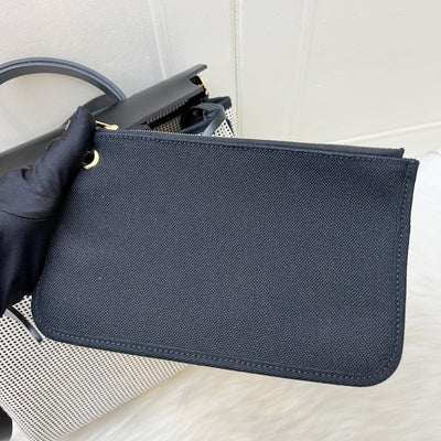 Hermes Herbag Zip 31 in Ecru-Blanc-Noir Toile Quadrille Viking Canvas, Noir Vache Hunter Leather and GHW