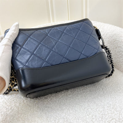 Chanel Small Gabrielle Hobo in Navy Distressed Calfskin, Black Base and 3-tone HW