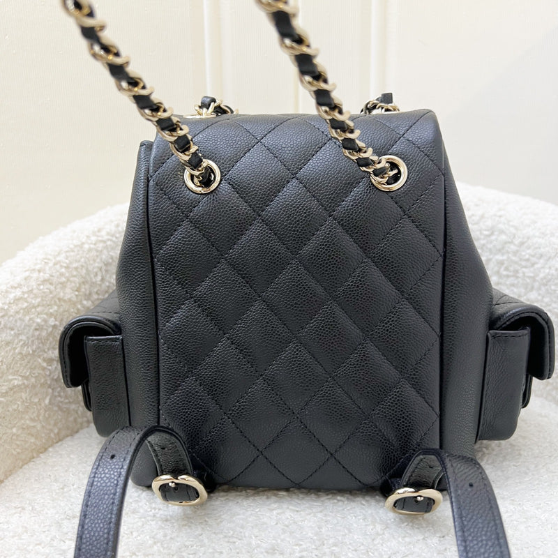 Chanel 23K Triple Pocket Duma Backpack in Black Caviar and LGHW (Model: AS4399)