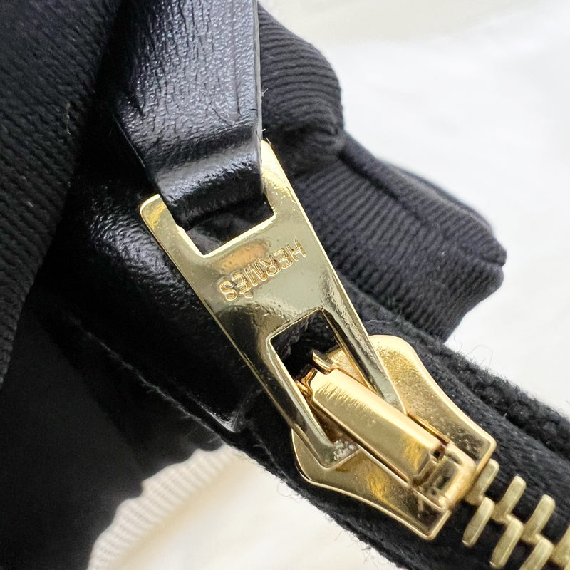 Hermes Herbag Zip 31 in Ecru-Blanc-Noir Toile Quadrille Viking Canvas, Noir Vache Hunter Leather and GHW
