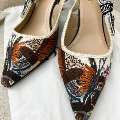 Dior Embroidered Slingback Heels Sz38