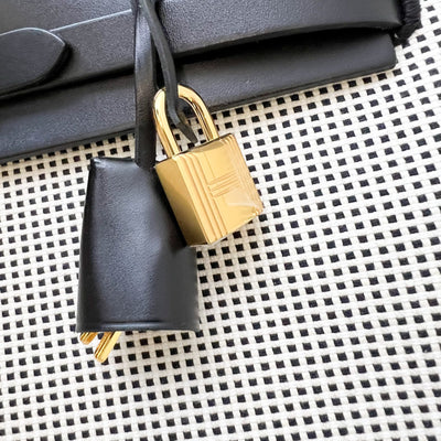 Hermes Herbag Zip 31 in Ecru-Blanc-Noir Toile Quadrille Viking Canvas, Noir Vache Hunter Leather and GHW