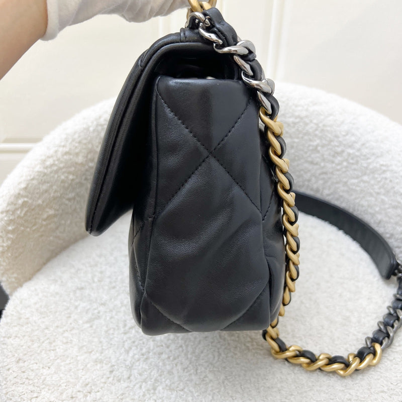 Chanel 19 Small Flap in Black Lambskin and 3-tone HW (Model: AS1160)