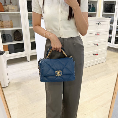 Chanel 19 Small Flap in 21C Blue Lambskin and 3-Tone Hardware