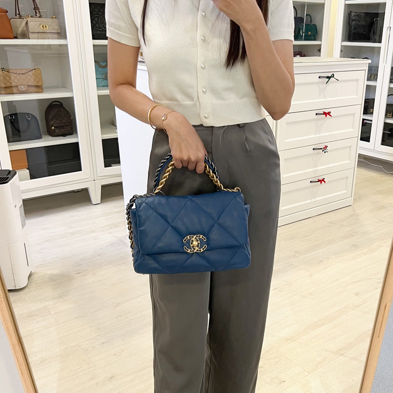 Chanel 19 Small Flap in 21C Blue Lambskin and 3-Tone Hardware