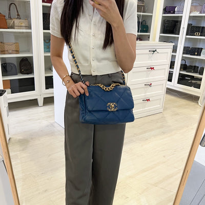 Chanel 19 Small Flap in 21C Blue Lambskin and 3-Tone Hardware