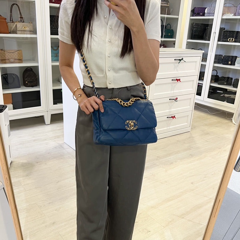 Chanel 19 Small Flap in 21C Blue Lambskin and 3-Tone Hardware