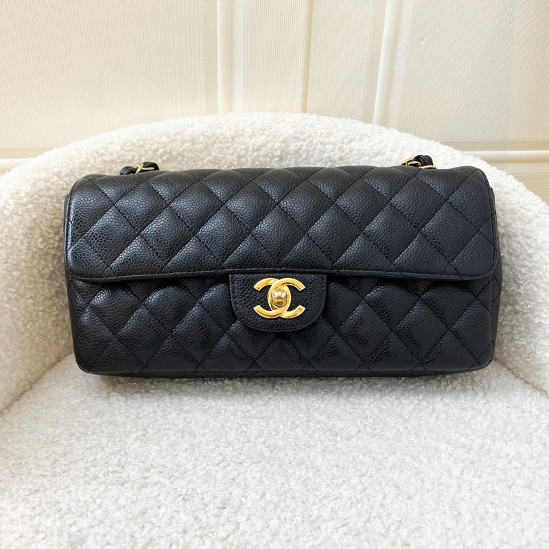 Chanel East West Flap Bag in Black Caviar and GHW