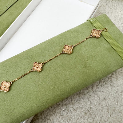 Van Cleef & Arpels VCA Sweet Alhambra 6 Motif Bracelet in 18K Hammered Rose Gold