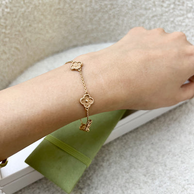 Van Cleef & Arpels VCA Sweet Alhambra 6 Motif Bracelet in 18K Hammered Rose Gold