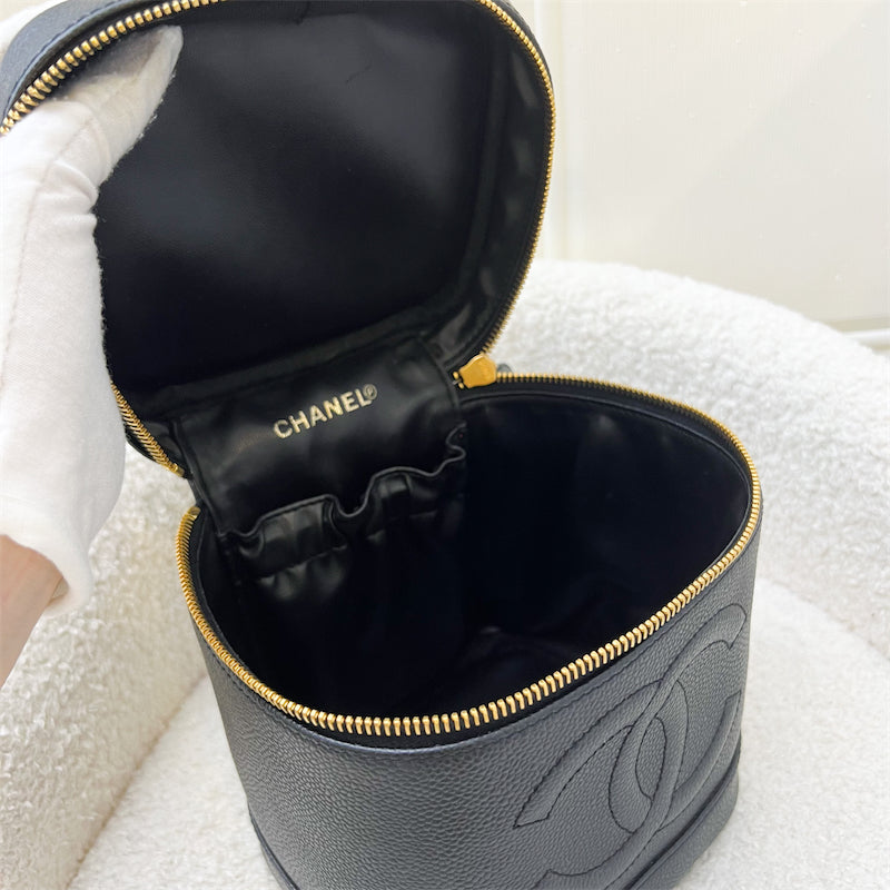 Chanel Vintage Vertical Vanity Case in Black Caviar and GHW