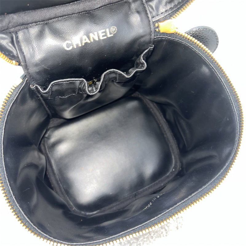 Chanel Vintage Vertical Vanity Case in Black Caviar and GHW