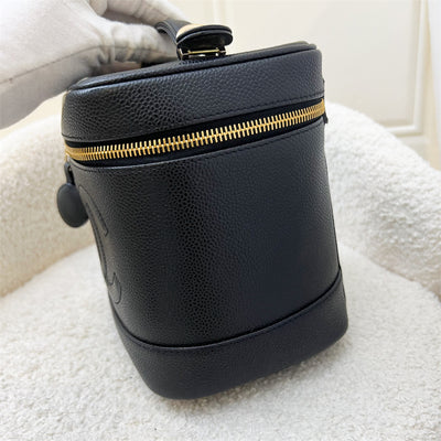 Chanel Vintage Vertical Vanity Case in Black Caviar and GHW