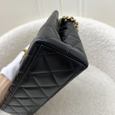 Chanel Mini / Small Kelly Bag in 25C Black Shiny Distressed Calfskin and AGHW