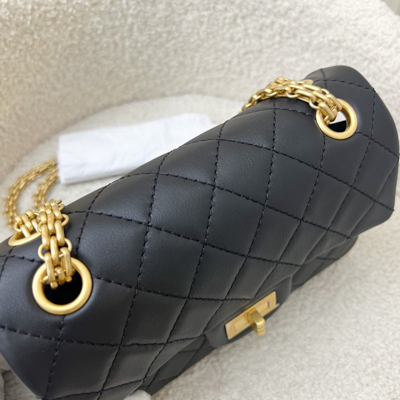 Chanel Classic 2.55 Reissue Mini Flap in Black Distressed Calfskin AGHW (Model: AS0874)