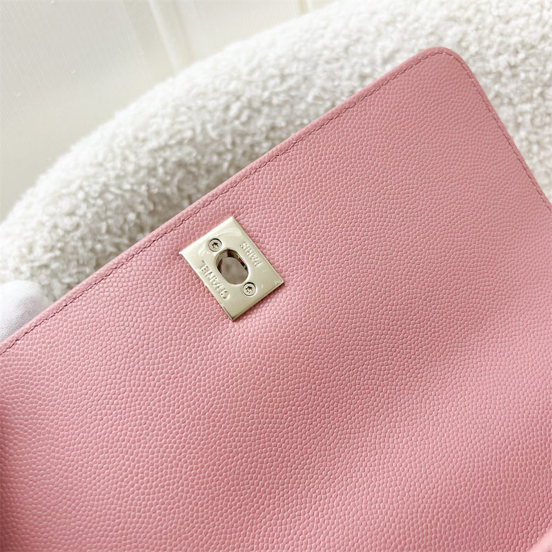 Chanel Small (24cm) Coco Handle in 23K Rose Pink Caviar and LGHW