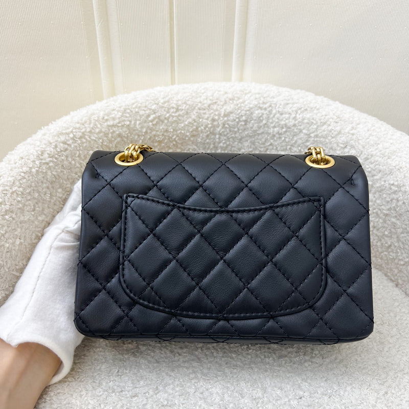 Chanel Classic 2.55 Reissue Mini Flap in Black Distressed Calfskin AGHW (Model: AS0874)