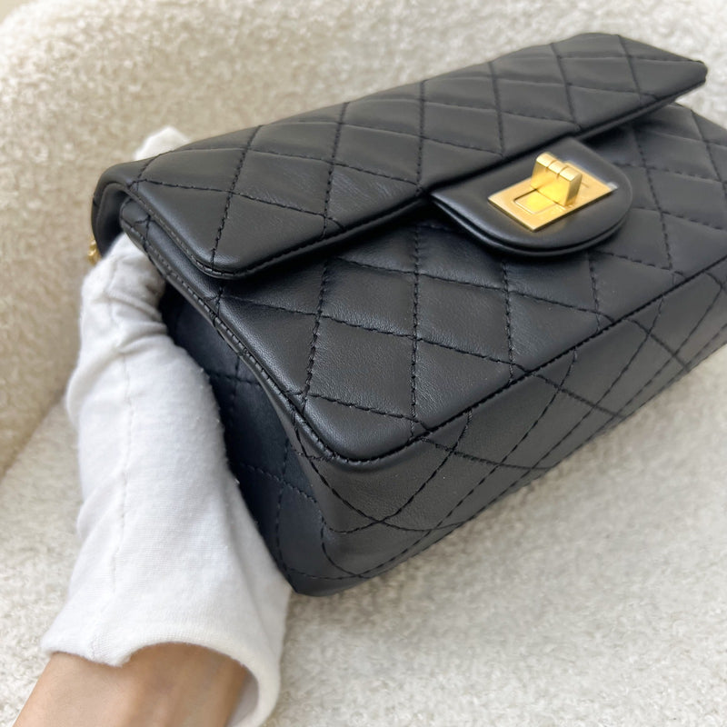 Chanel Classic 2.55 Reissue Mini Flap in Black Distressed Calfskin AGHW (Model: AS0874)