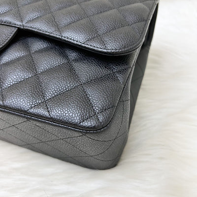[Full Set - 2018] Chanel Jumbo Classic Flap DF in Black Caviar and SHW
