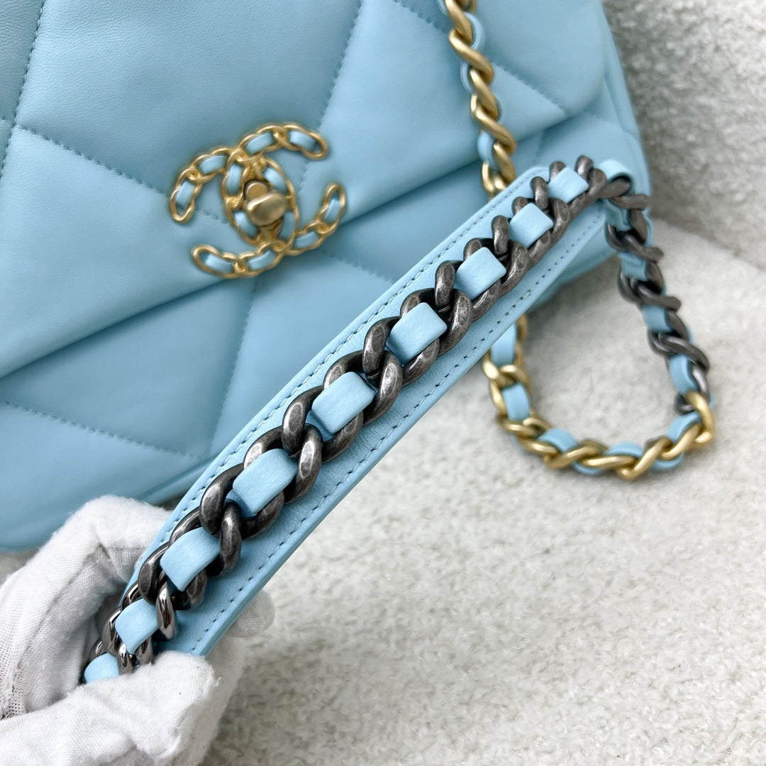 Chanel 19 Small Flap in Sky Blue Lambskin and 3-Tone Hardware