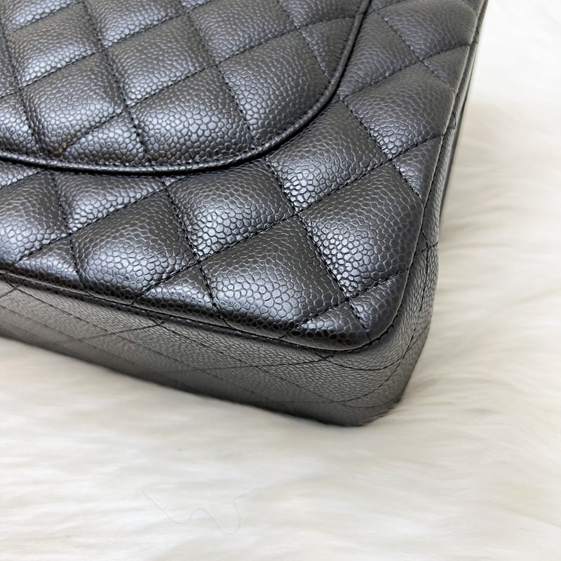 [Full Set - 2018] Chanel Jumbo Classic Flap DF in Black Caviar and SHW