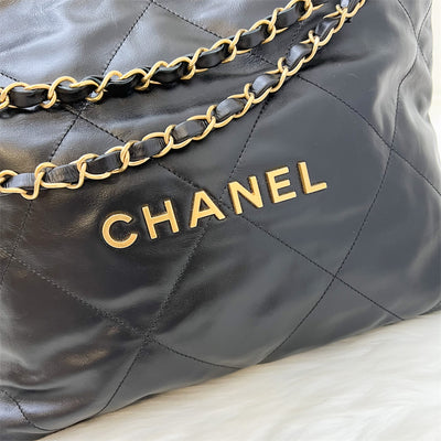 Chanel 22 Small Hobo Bag in Black Calfskin and AGHW