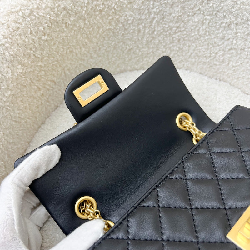 Chanel Classic 2.55 Reissue Mini Flap in Black Distressed Calfskin AGHW (Model: AS0874)