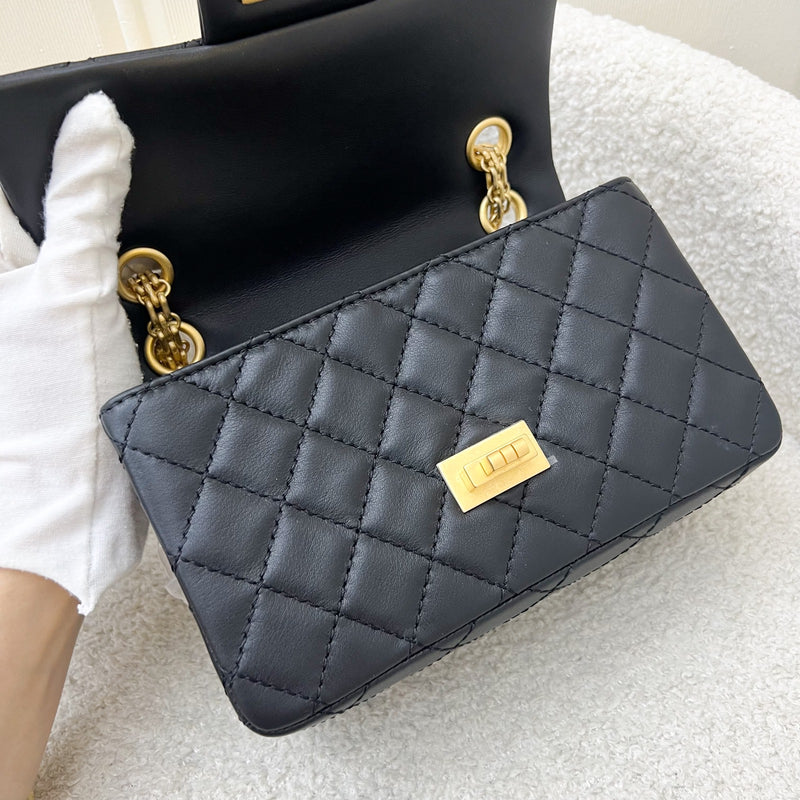 Chanel Classic 2.55 Reissue Mini Flap in Black Distressed Calfskin AGHW (Model: AS0874)