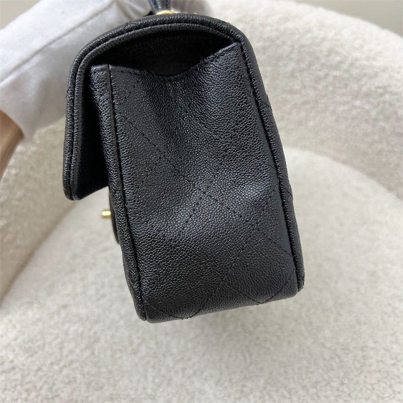 Chanel Top Handle Mini Rectangle Flap in 21S Black Caviar and AGHW