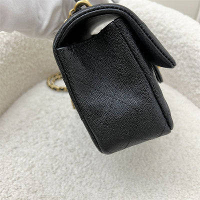 Chanel Top Handle Mini Rectangle Flap in 21S Black Caviar and AGHW