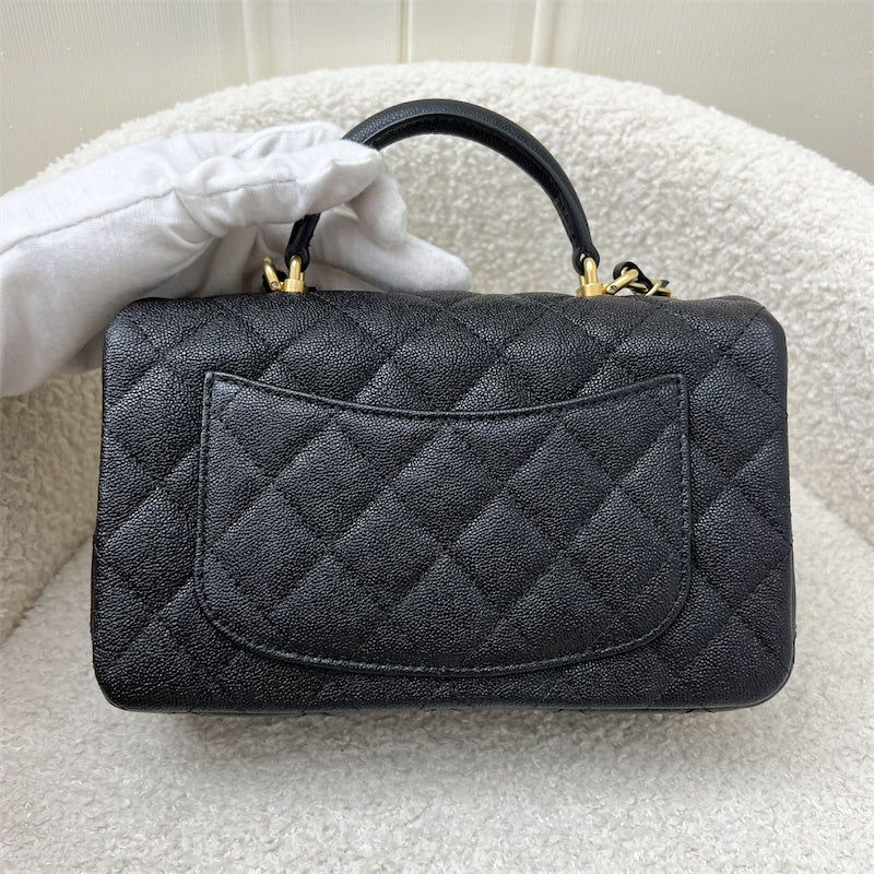 Chanel Top Handle Mini Rectangle Flap in 21S Black Caviar and AGHW