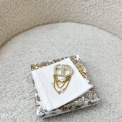 Dior Petit CD Brooch with Crystals in GHW