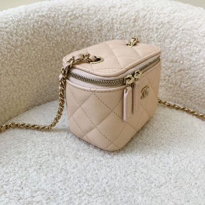 Chanel Mini Cube Vanity with Chain in 22C Beige Caviar LGHW