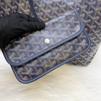 Goyard Saint Louis PM Tote in Bleu Marine Signature Goyardine Canvas