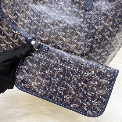 Goyard Saint Louis PM Tote in Bleu Marine Signature Goyardine Canvas