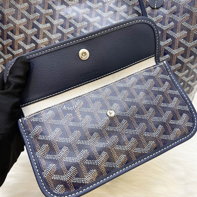 Goyard Saint Louis PM Tote in Bleu Marine Signature Goyardine Canvas