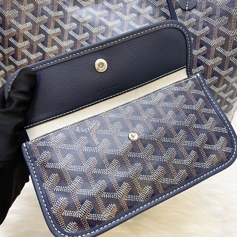 Goyard Saint Louis PM Tote in Bleu Marine Signature Goyardine Canvas
