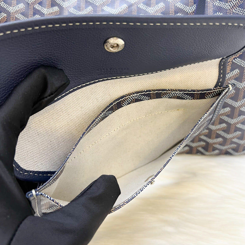Goyard Saint Louis PM Tote in Bleu Marine Signature Goyardine Canvas