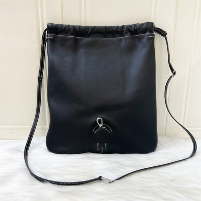 Hermes Bridado Backpack in Black Noir Veau Cheri Leather and SHW