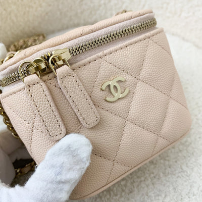 Chanel Mini Cube Vanity with Chain in 22C Beige Caviar LGHW