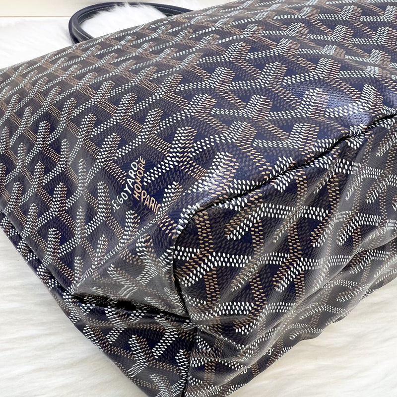 Goyard Saint Louis PM Tote in Bleu Marine Signature Goyardine Canvas