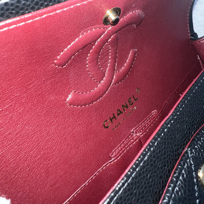 Chanel Small Classic Flap CF in Black Caviar and GHW