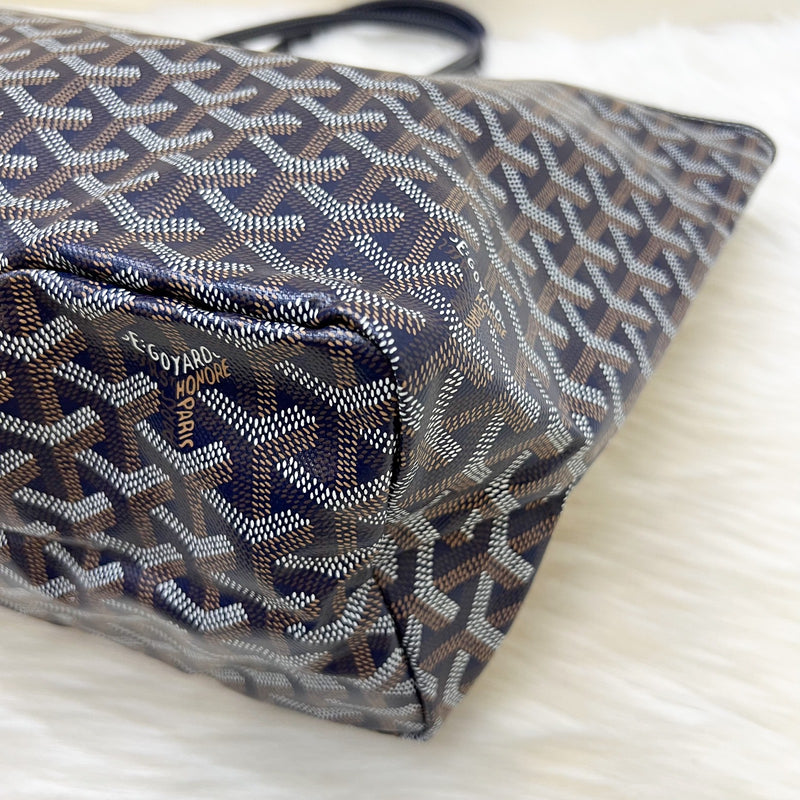 Goyard Saint Louis PM Tote in Bleu Marine Signature Goyardine Canvas