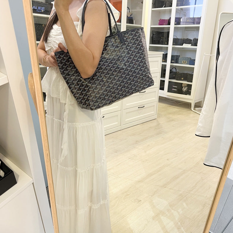 Goyard Saint Louis PM Tote in Bleu Marine Signature Goyardine Canvas