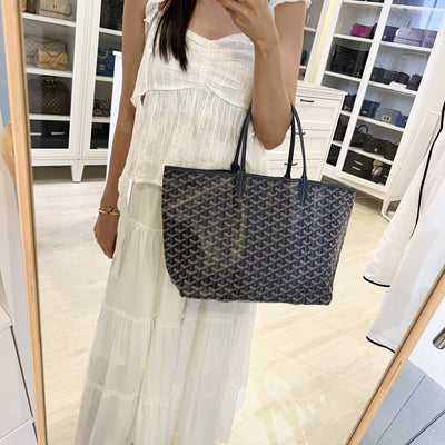 Goyard Saint Louis PM Tote in Bleu Marine Signature Goyardine Canvas
