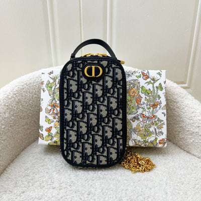 Dior 30 Montaigne Phone Holder in Oblique Canvas and AGHW