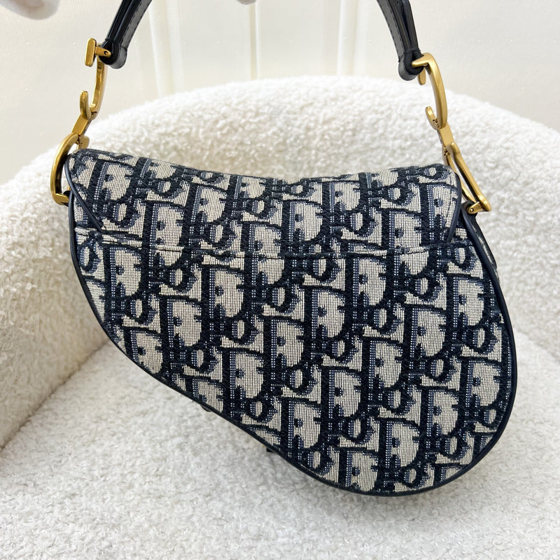 Dior Mini Saddle Bag in Blue Oblique Jacquard and AGHW