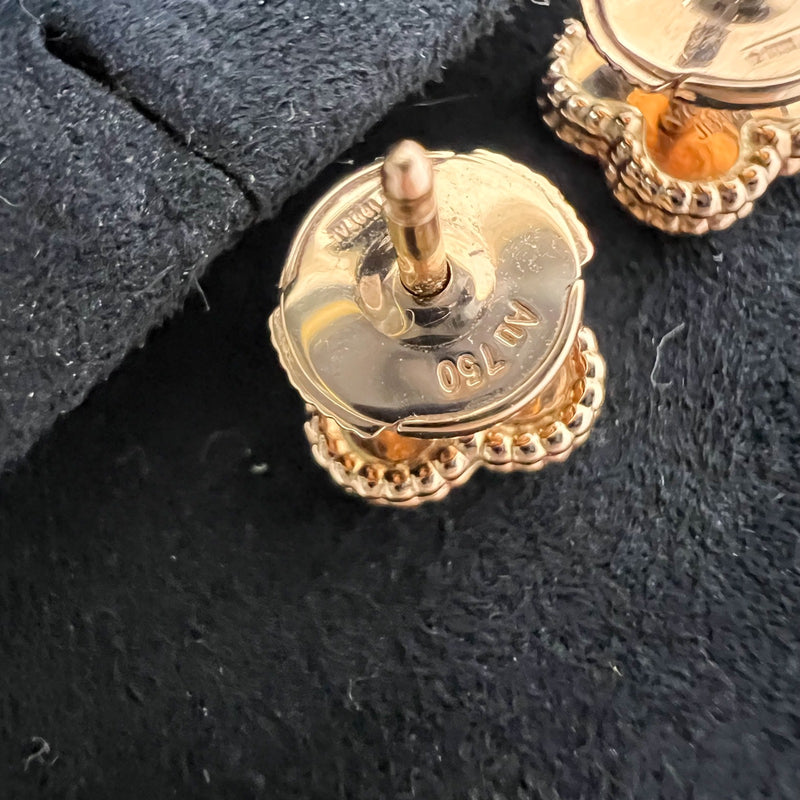 Van Cleef & Arpels VCA Sweet Alhambra Ear Studs in Hammered 18K Rose Gold (Ref: VCARO8DB00)