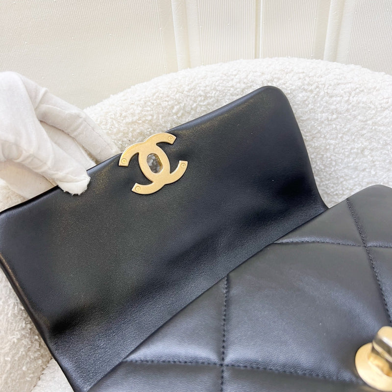 Chanel 19 Small Flap in Black Lambskin and 3-tone HW (Model: AS1160)